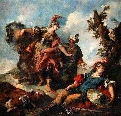 Herminia and Vaprinus Happen upon the Wounded Tancredi after his Duel with Argante, c.1750-55 (oil o von Giovanni Antonio Guardi