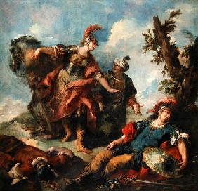 Herminia and Vaprinus Happen upon the Wounded Tancredi after his Duel with Argante, c.1750-55 (oil o 18th