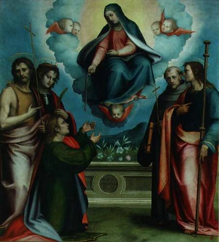 The Virgin of the Sacred Girdle with SS. Thomas, John the Baptist, Louis, John Gualberto and Joseph von Giovanni Antonio Sogliani