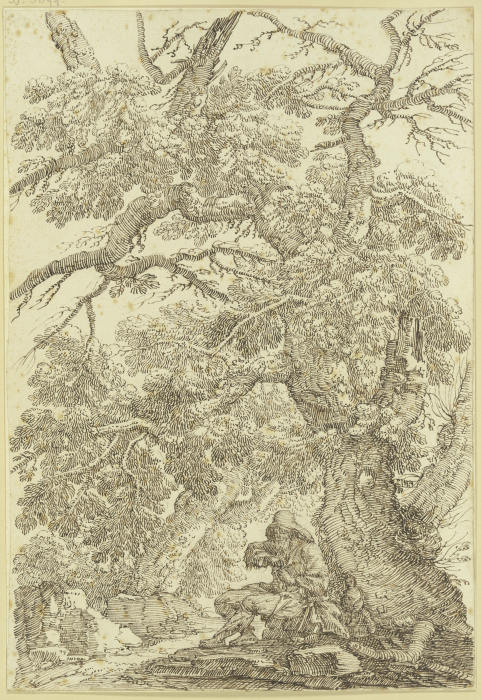 Unter Bäumen sitzt ein Bettler von Giovanni Battista Albani