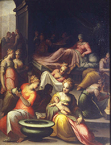 Die Geburt Johannes des Täufers. von Giovanni Battista Naldini