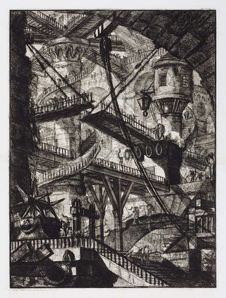 Die Zugbrücke. Aus: "Carceri d'Invenzione" (Erfundener Kerker) von Giovanni Battista Piranesi