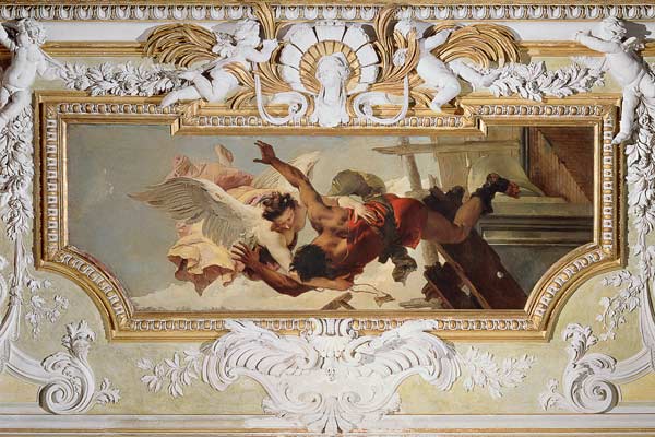 An Angel Saving a Falling Craftsman from Collapsing Scaffolding from the 'Sala Capitolare' (Hall of von Giovanni Battista Tiepolo