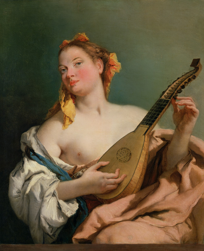 Frau mit Mandoline von Giovanni Battista Tiepolo
