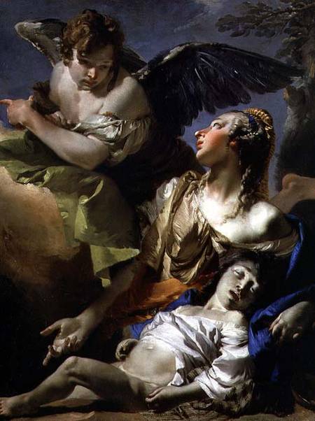 Hagar Assisted by the Angel von Giovanni Battista Tiepolo