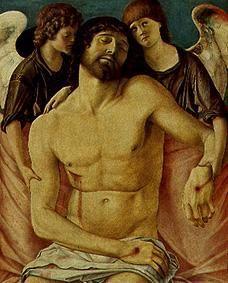 Der tote Christus, von zwei trauernden Engeln, gestützt. um 1480/14