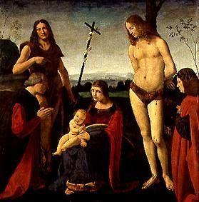 Maria mit dem Kind, sowie den hll. Johannes d.Täufer, Sebastian und Stiftern