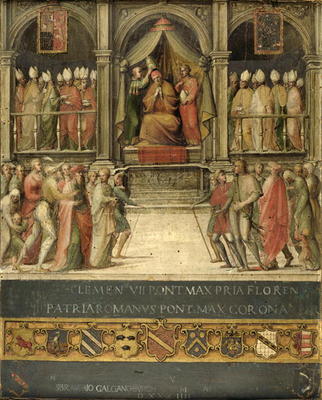 Coronation of Pope Paul II (1417-71) 1534 (oil on panel) von Giovanni di Lorenzo Cini