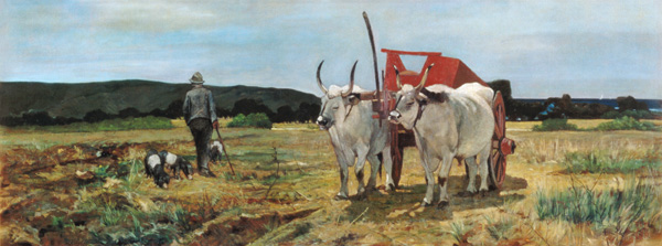 Ox-cart in the Tuscan Maremma von Giovanni Fattori