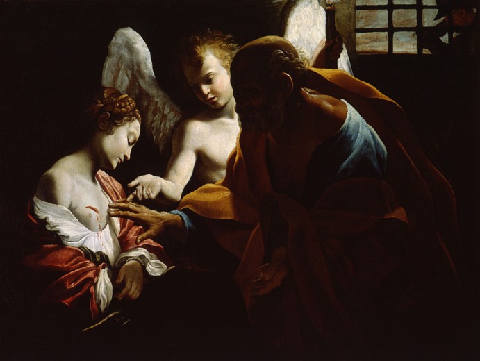 Die heilige Agathe wird vom heiligen Petrus im Gefängnis besucht von Giovanni Lanfranco