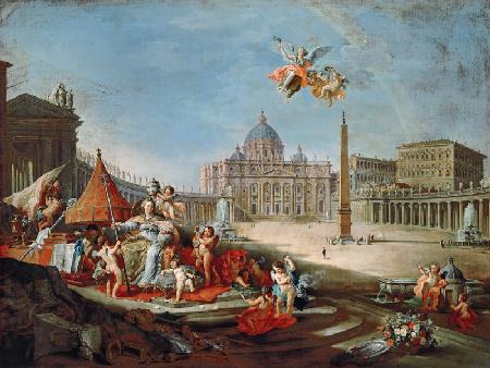 Piazza San Pietro, Rom mit Triumph des Papsttums 1757