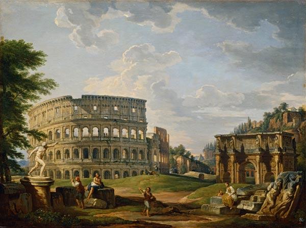 Rome, Colosseum a.Arch of Const./Pannini