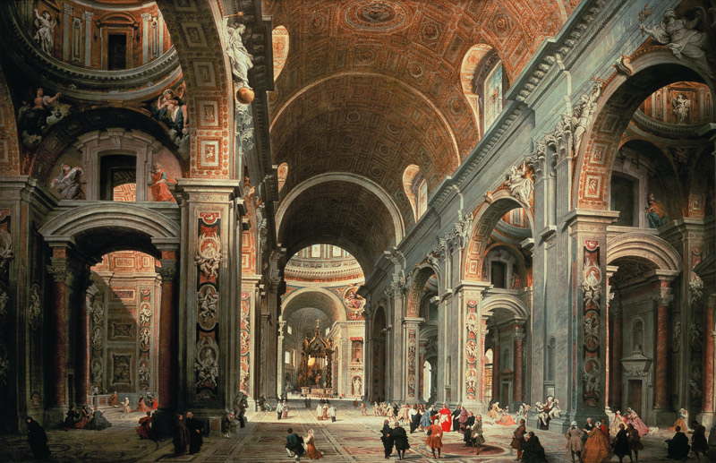 Interior of St. Peter's, Rome von Giovanni Paolo Pannini or Panini