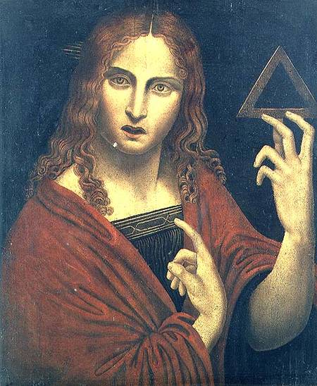 Christ the Redeemer holding the symbol of the Trinity (panel) von Giovanni Pedrini Giampietrino