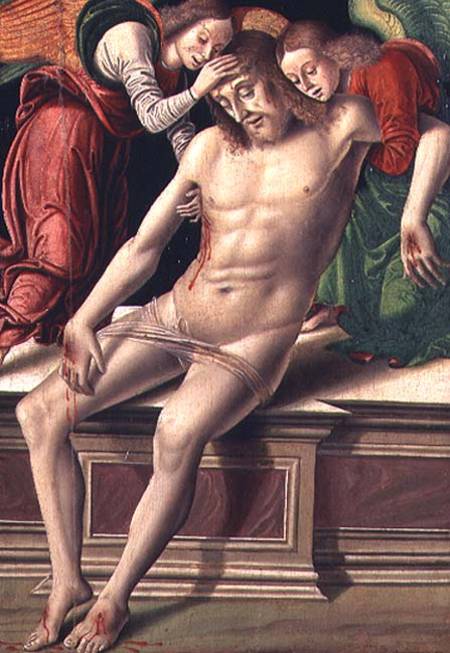 Dead Christ supported by two angels von Giovanni Santi or Sanzio