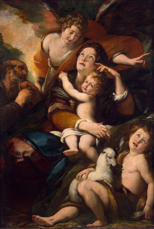 Die Heilige Familie mit dem Johannesknaben und Engel von Giulio Cesare Procaccini
