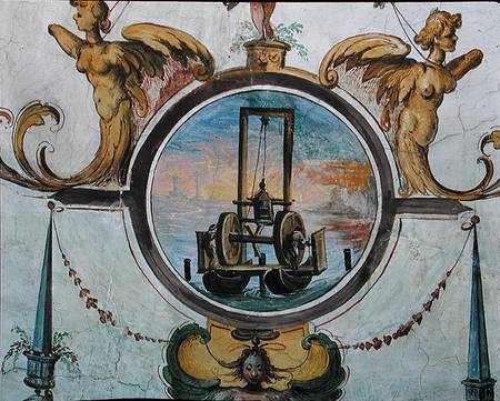 Large pontoon with a device to thrust stakes into the sea-bed, Stanza della Mattematica von Giulio Parigi