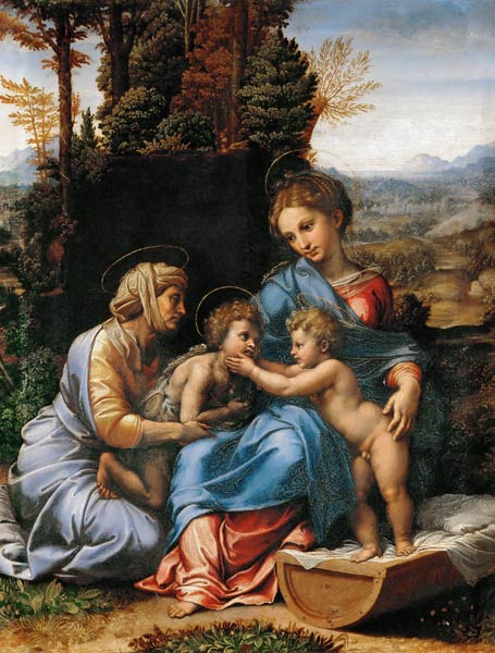 Die Heilige Familie mit dem Johannesknaben und der heiligen Elisabeth (La Petite Sainte Famille) von Giulio Romano