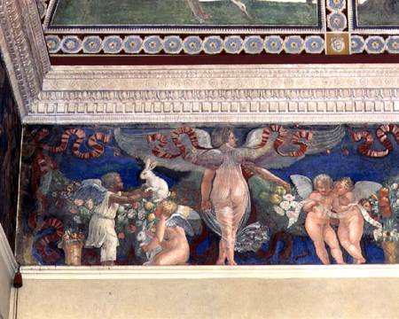 Frieze from the 'Camera con Fregio di Amorini' (Chamber of the Cupid Frieze) detail of two cupids, o von Giulio Romano