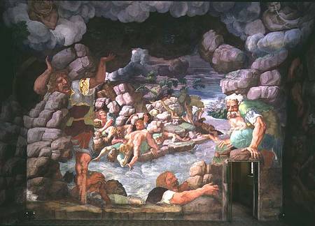 Sala dei Giganti, detail of the destruction of the giants by Jupiter's thunderbolts von Giulio Romano