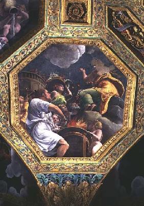 Scene of the sacrifice of a dove, ceiling caisson from the Sala di Amore e Psiche 1528