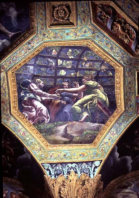 Women gathering grapes, ceiling caisson from the Sala di Amore e Psiche von Giulio Romano