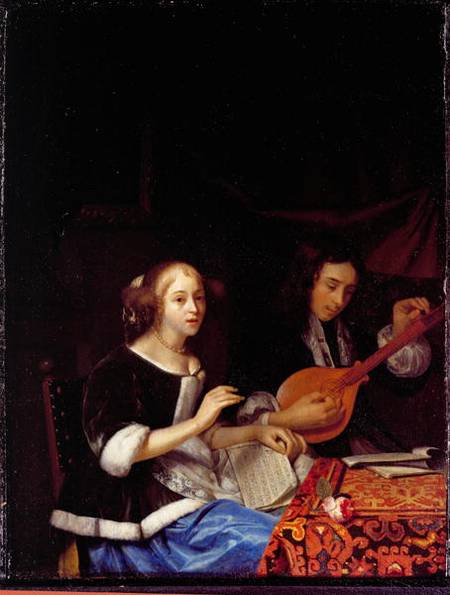 A Young Couple Making Music von Godfried Schalcken