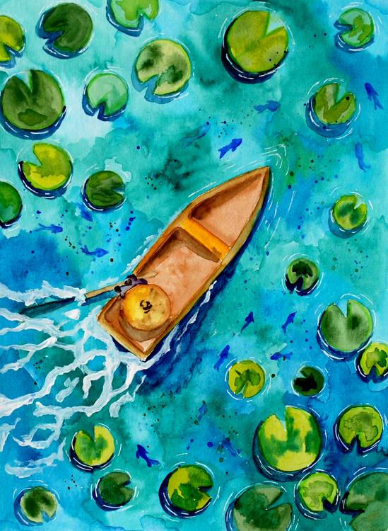 Bootsfahrt auf See in türkis von Sebastian  Grafmann