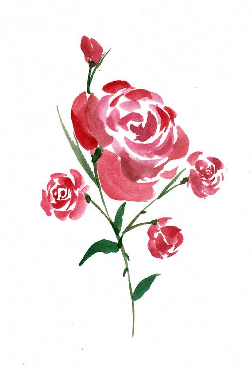 Intricate Watercolor Rose von Sebastian  Grafmann