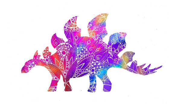 Rainbow Mandala Stegosaur Dinosaur von Sebastian  Grafmann