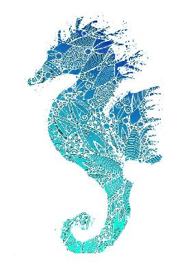Blue Mandala Seahorse Silhouette 2020