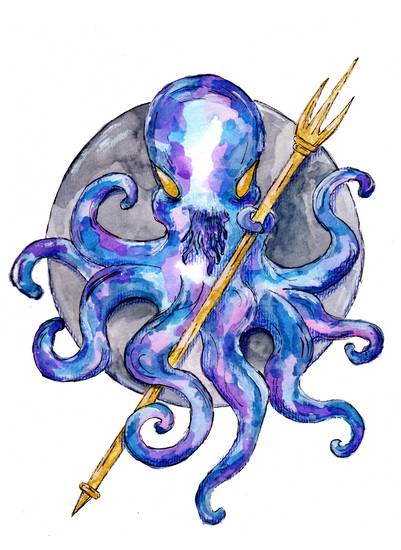Purple Octopus with Trident 2021