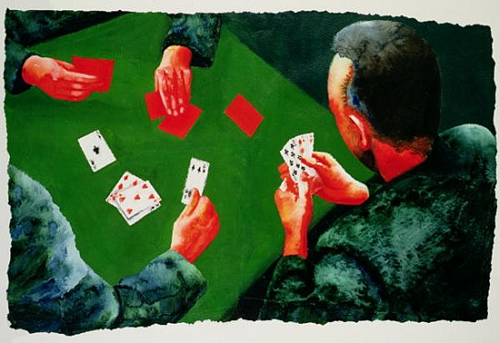 Card Game, 1988 (w/c and acrylic on paper)  von Graham  Dean