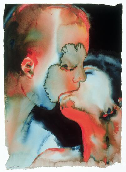 Close-up Kiss, 1988 (w/c on paper) 
