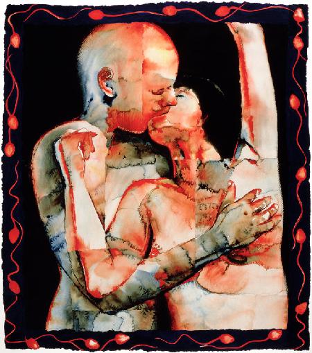 The Kiss, 1987 (w/c & acrylic on paper) 