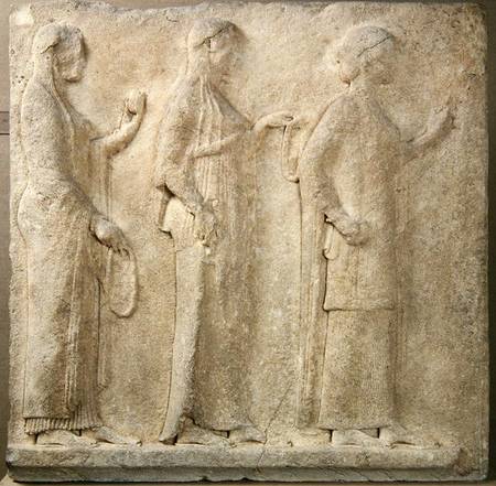 The Three Graces, relief from the Passage of the Theores, from Thasos von Greek