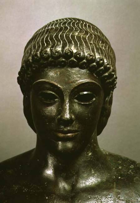 The Apollo of Piombino, head of the statue, found in Benevento, Greek von Greek School