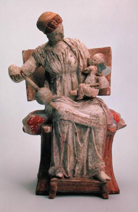 Figurine of Aphrodite playing with Eros, from Tanagra von Greek School