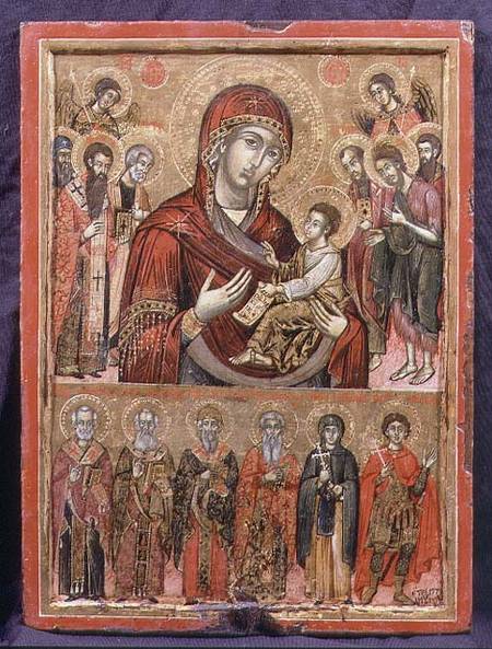 The Mother of God Hodegetria and Saints, icon from the Cycladic Islands von Greek School