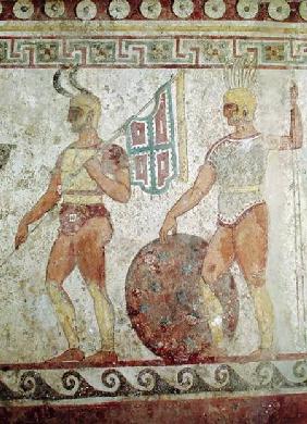 Foot soldiers, tomb painting from Paestum