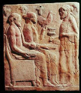 Plaque depicting an offering c.450 BC