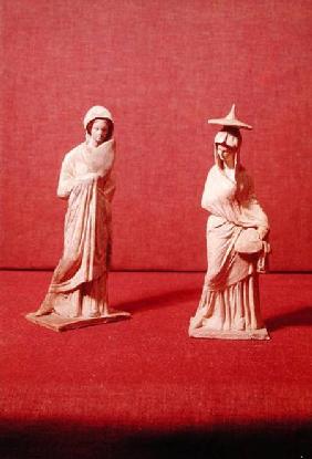 Two statues of standing women, from Tanagra c.350 BC