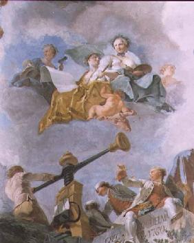 Allegorical figures, detail of the ceiling of the Great Gallery 1759-62