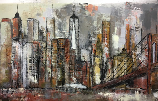 New York Manhattan mit Brooklyn Bridge von Karin Greife