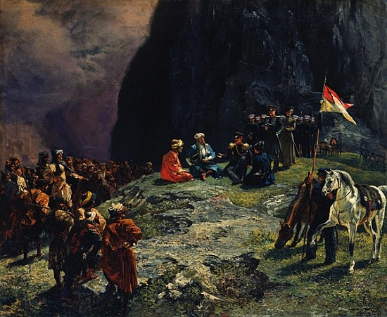 The Meeting of General Kluke von Klugenau and Imam Shamil in 1837 von Grigori Grigorevich Gagarin