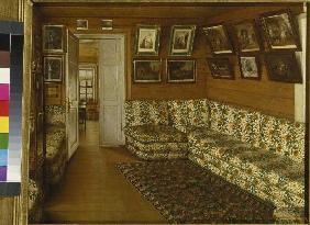 Diwanraum in einer russischen Datscha. um 1840
