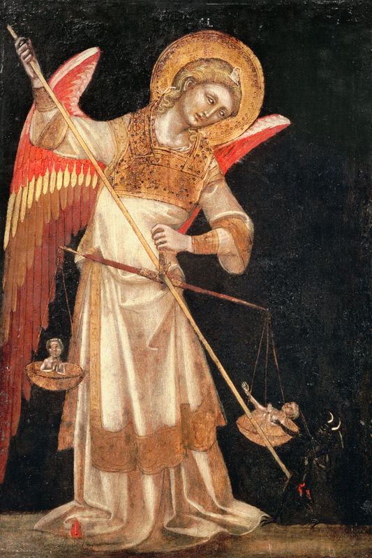 Der Erzengel Michael mit der Seelenwaage. von Guariento d` Arpo