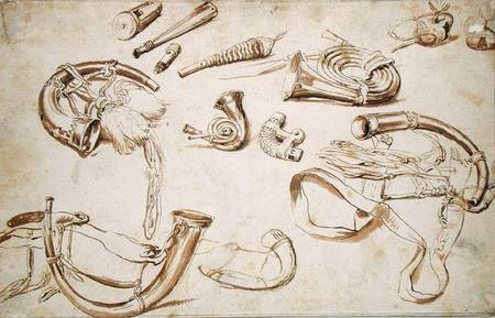 Hunting Paraphanalia (pencil, pen and von Giuseppe Pellizza da Volpedo