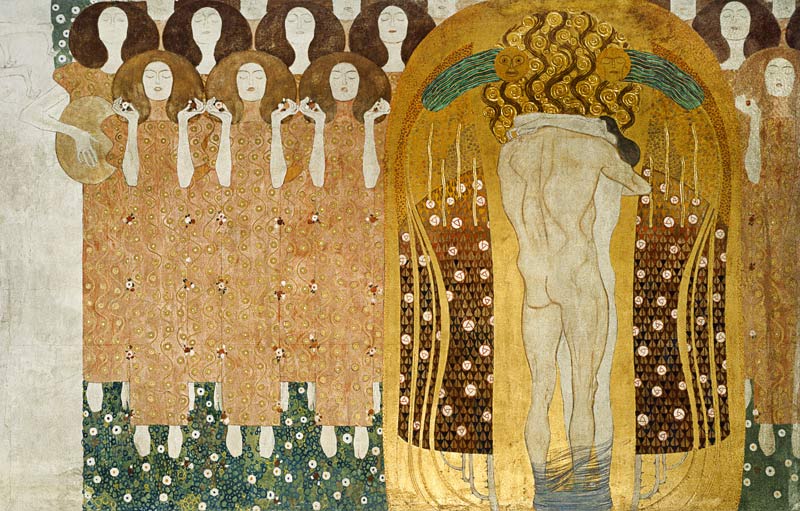 Kuss für die ganze Welt; detail von Beethoven-Fries 1902 von Gustav Klimt