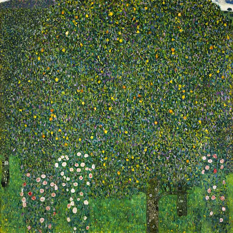 Rosenstraeuche unter Baeumen von Gustav Klimt